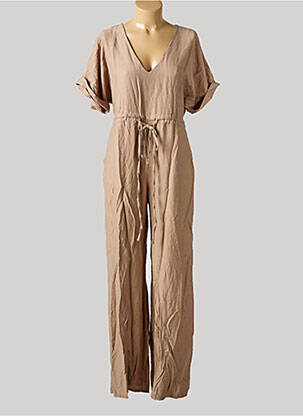 Combi-pantalon coupe fluide manches courtes beige FASHION femme