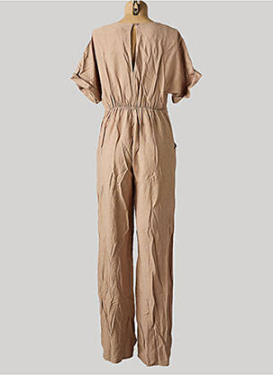 Combi-pantalon coupe fluide manches courtes beige FASHION femme