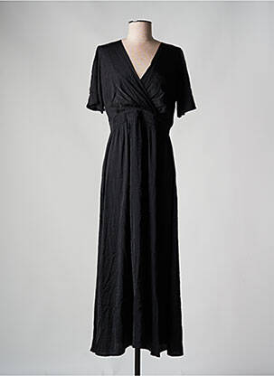 Robe longue manches courtes manches courtes noir VINTAGE DRESSING femme