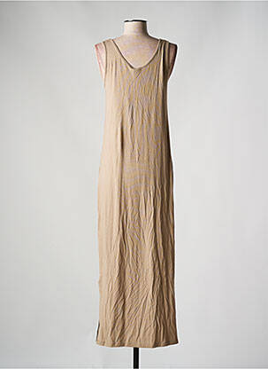 Robe longue coupe fluide fines bretelles beige PIECES femme
