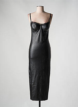Robe longue coupe cintrée fines bretelles noir COPPEROSE femme
