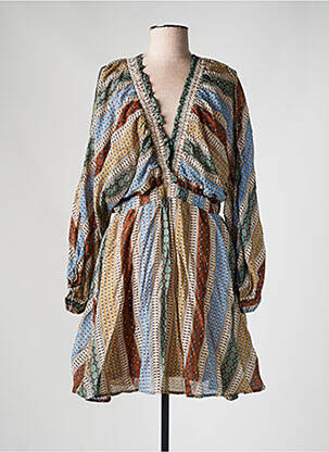 Robe courte manches longues manches longues marron KILKY femme