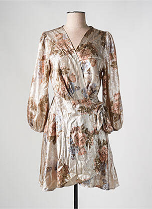 Robe courte manches longues manches longues beige LILI & LALA femme