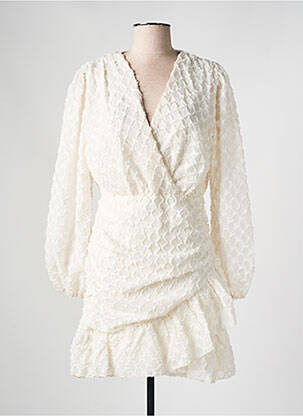 Robe courte manches longues manches longues blanc FLAMANT ROSE femme