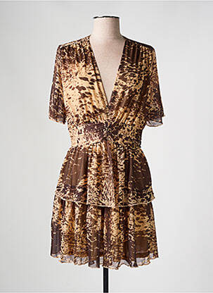 Robe courte coupe fluide manches courtes marron RETRO & ICONE femme