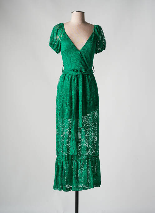 Robe longue manches courtes manches courtes vert FLAMANT ROSE femme