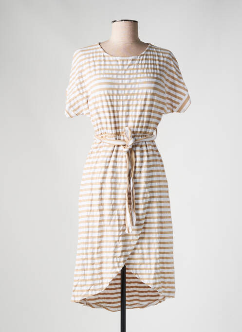 Robe mi-longue beige ESTEE BROWN pour femme