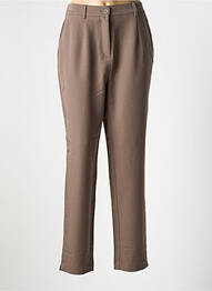 Pantalon chino fermeture zippée sous rabat boutonné taille haute marron PIECES femme