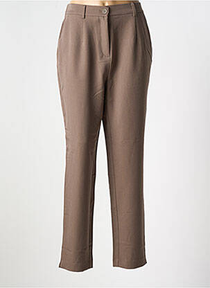Pantalon chino fermeture zippée sous rabat boutonné taille haute marron PIECES femme