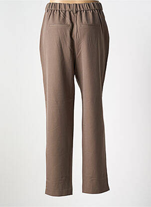 Pantalon chino fermeture zippée sous rabat boutonné taille haute marron PIECES femme