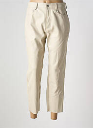 Pantalon 7/8 fermeture zippée sous rabat boutonné taille normale beige ONLY femme