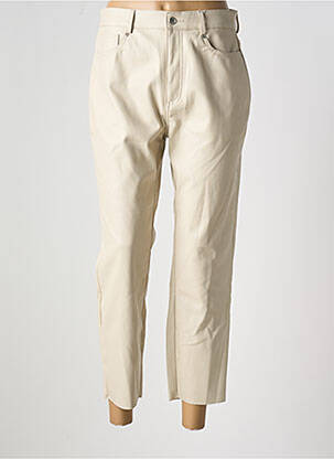 Pantalon 7/8 fermeture zippée sous rabat boutonné taille normale beige ONLY femme