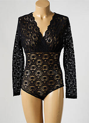 Body coupe cintrée manches longues noir PEACE N'LOVE femme