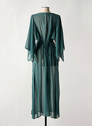 Robe longue tissage crêpe manches 3/4 vert PAIN DE SUCRE femme