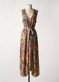 Robe longue imprimé fantaisie sans manche marron PAIN DE SUCRE femme