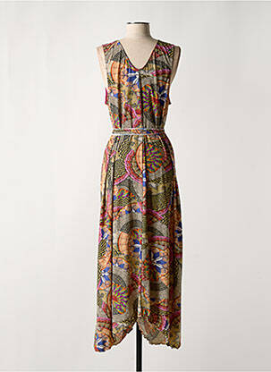 Robe longue imprimé fantaisie sans manche marron PAIN DE SUCRE femme