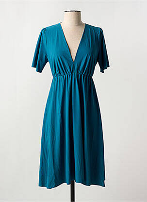 Robe mi-longue manches courtes manches courtes bleu PAIN DE SUCRE femme