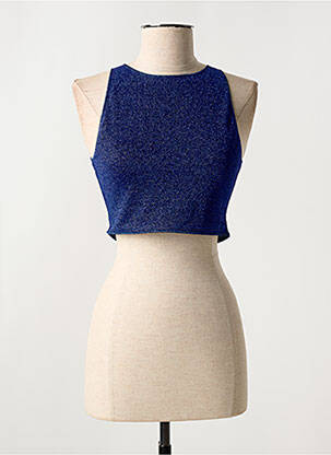 Top stretch sans manche bleu OSÉREE femme