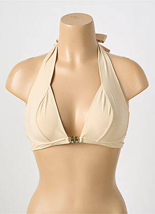 Haut de maillot de bain fermeture liens à nouer haut soutien-gorge emboitant beige PAIN DE SUCRE femme
