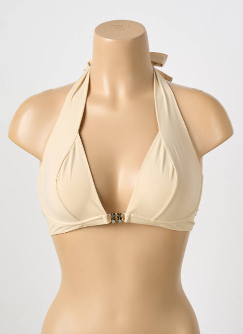 Haut de maillot de bain fermeture liens à nouer haut soutien-gorge emboitant beige PAIN DE SUCRE femme