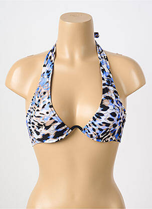 Haut de maillot de bain fermeture liens à nouer haut soutien-gorge emboitant bleu PAIN DE SUCRE femme