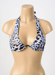 Haut de maillot de bain fermeture liens à nouer haut soutien-gorge emboitant bleu PAIN DE SUCRE femme