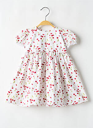 Robe mi-longue manches courtes manches courtes blanc LILLY fille