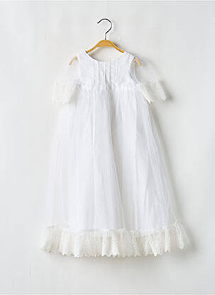 Robe longue col rond manches longues blanc LES PETITS INCLASSABLES fille