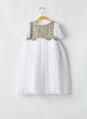 Robe longue manches courtes manches courtes blanc LES PETITS INCLASSABLES fille