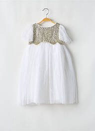 Robe longue manches courtes manches courtes blanc LES PETITS INCLASSABLES fille
