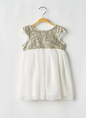 Robe mi-longue manches courtes manches courtes blanc LES PETITS INCLASSABLES fille