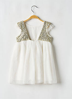 Robe mi-longue manches courtes manches courtes blanc LES PETITS INCLASSABLES fille