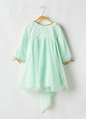 Robe longue col rond manches longues vert LES PETITS INCLASSABLES fille