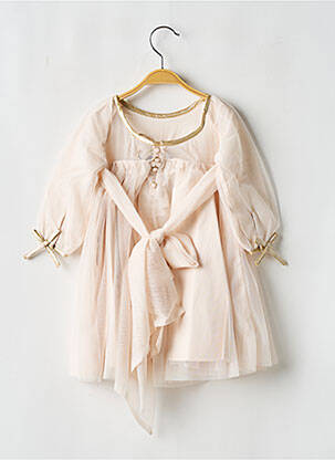 Robe longue col rond manches longues rose LES PETITS INCLASSABLES fille