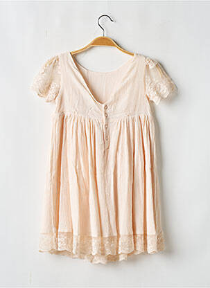 Robe mi-longue manches courtes manches courtes rose LES PETITS INCLASSABLES fille