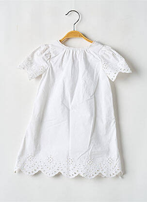 Robe longue manches courtes manches courtes blanc LES PETITS INCLASSABLES fille