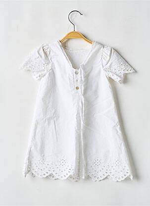 Robe longue manches courtes manches courtes blanc LES PETITS INCLASSABLES fille
