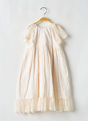Robe longue manches courtes manches courtes beige LES PETITS INCLASSABLES fille