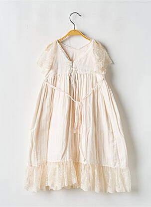 Robe longue manches courtes manches courtes beige LES PETITS INCLASSABLES fille