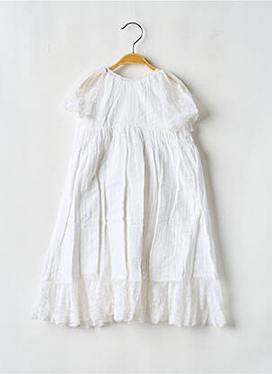 Robe longue manches courtes manches courtes blanc LES PETITS INCLASSABLES fille