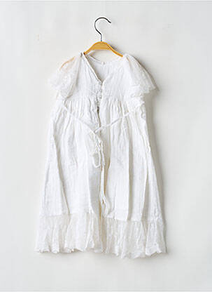 Robe longue manches courtes manches courtes blanc LES PETITS INCLASSABLES fille