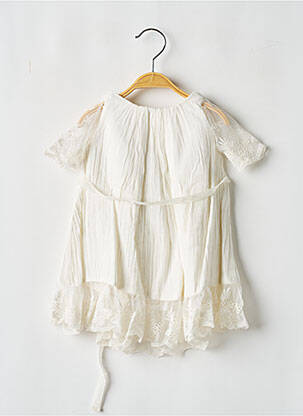 Robe mi-longue manches courtes manches courtes beige LES PETITS INCLASSABLES fille