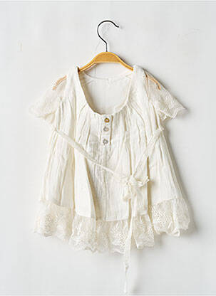 Robe mi-longue manches courtes manches courtes beige LES PETITS INCLASSABLES fille
