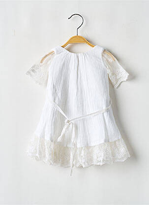 Robe mi-longue manches courtes manches courtes blanc LES PETITS INCLASSABLES fille