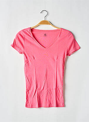 T-shirt coupe cintrée manches courtes rose fonce PETIT BATEAU fille