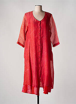 Robe longue imprimé fantaisie manches 3/4 orange NEERU KUMAR femme