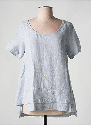 Tunique manches courtes tissage crêpe bleu KOKOMARINA femme