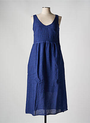 Robe longue sans manche sans manche bleu 120% LINO femme