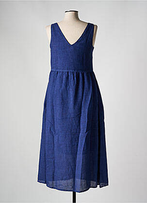 Robe longue sans manche sans manche bleu 120% LINO femme