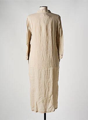 Robe longue manches longues manches longues beige 120% LINO femme